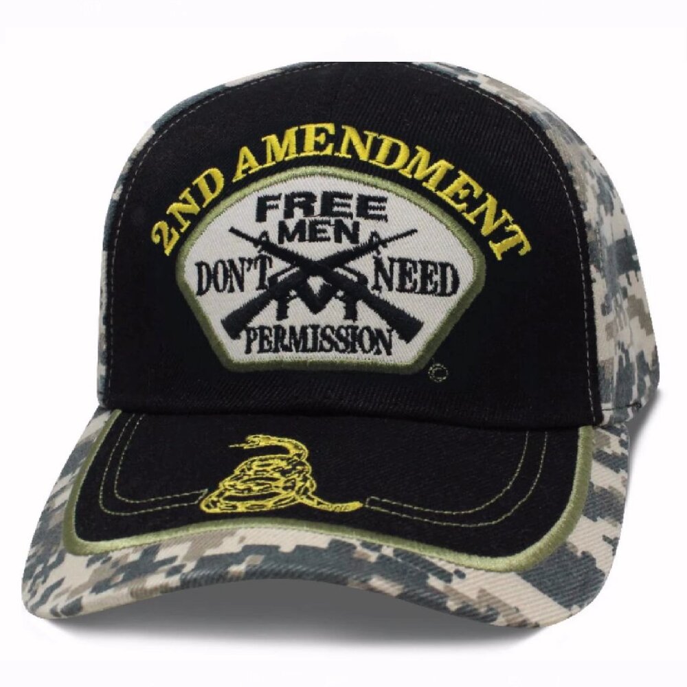 2nd Amendment Free Men Don’t Need Permission Digi Camo Cap Hat - NEW Fast Ship